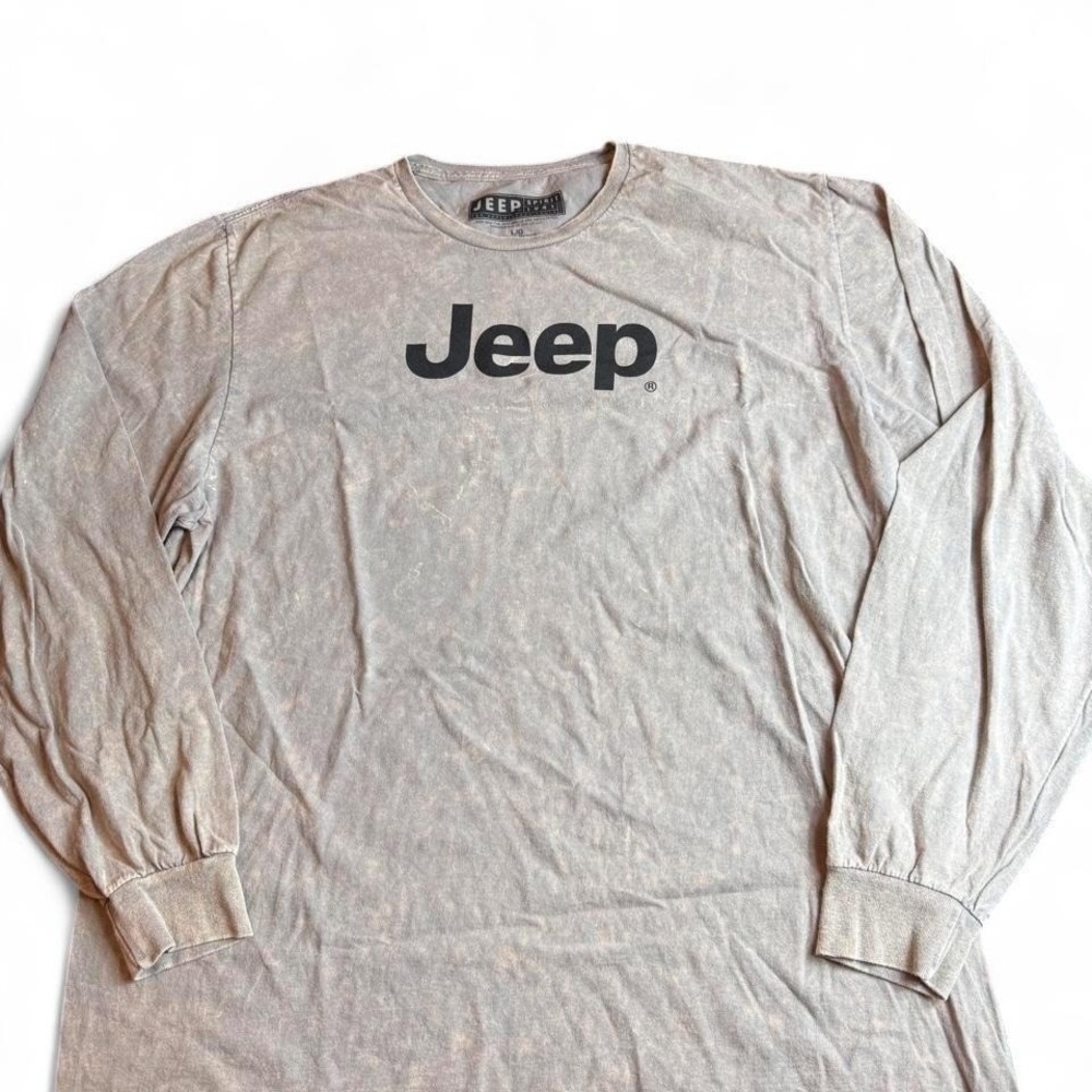 Jeep Spirit Long Sleeve Graphic T-Shirt Acid Wash Grey Large Legends Are Made